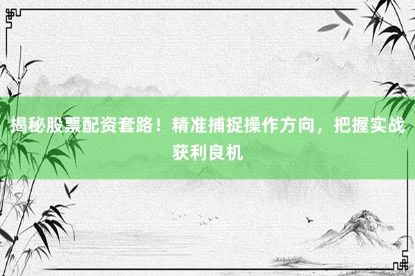 揭秘股票配资套路！精准捕捉操作方向，把握实战获利良机