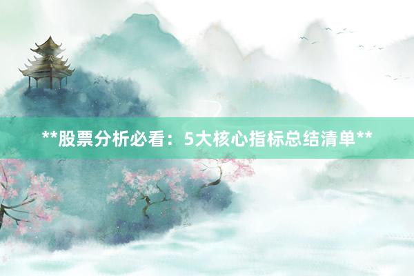 **股票分析必看：5大核心指标总结清单**