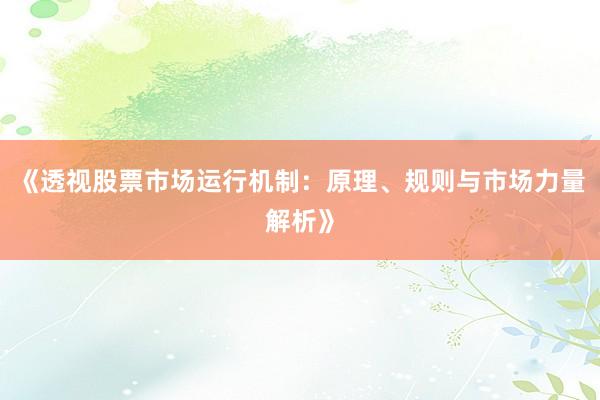 《透视股票市场运行机制：原理、规则与市场力量解析》