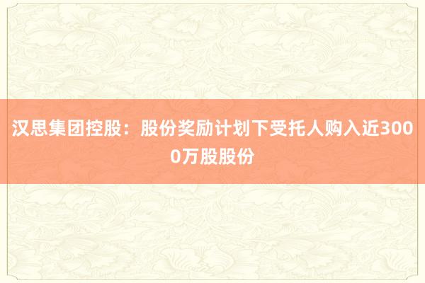 汉思集团控股：股份奖励计划下受托人购入近3000万股股份
