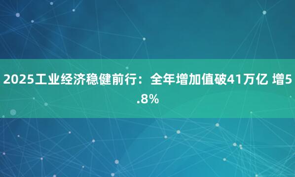 2025工业经济稳健前行：全年增加值破41万亿 增5.8%