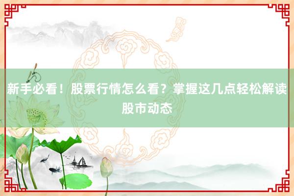 新手必看！股票行情怎么看？掌握这几点轻松解读股市动态