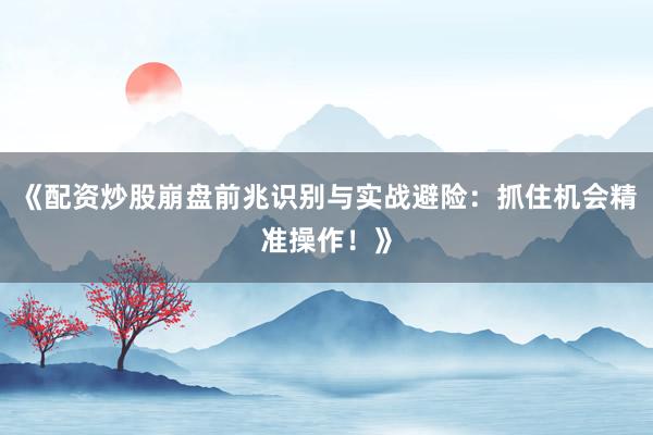 《配资炒股崩盘前兆识别与实战避险：抓住机会精准操作！》