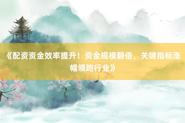 《配资资金效率提升！资金规模翻倍，关键指标涨幅领跑行业》