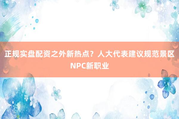 正规实盘配资之外新热点？人大代表建议规范景区NPC新职业