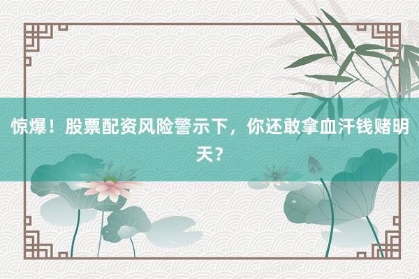 惊爆！股票配资风险警示下，你还敢拿血汗钱赌明天？