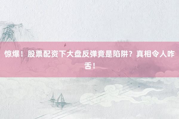 惊爆！股票配资下大盘反弹竟是陷阱？真相令人咋舌！